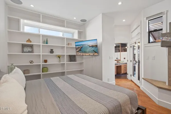 a living room with a couch and a fireplace