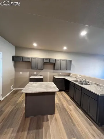 a large kitchen with lots of counter space