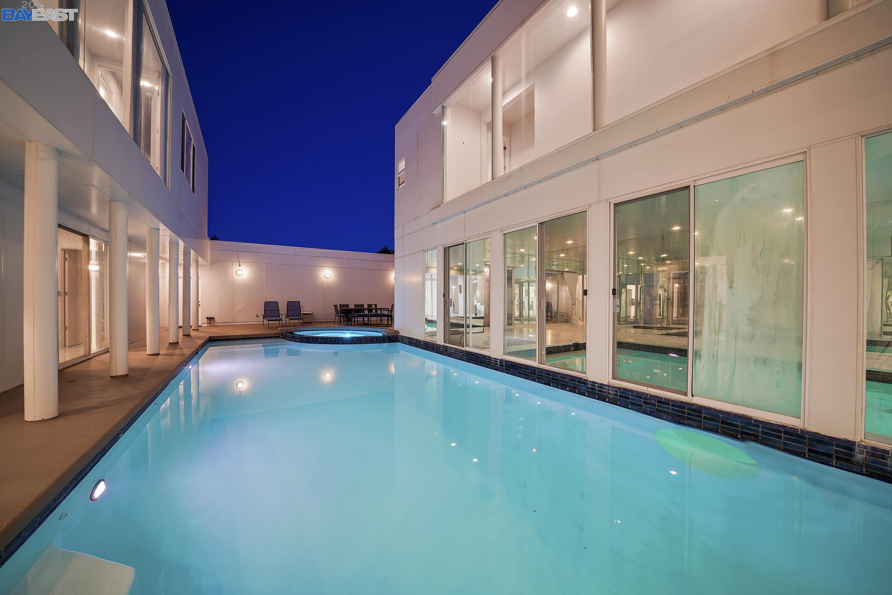 a view of an indoor swimming pool