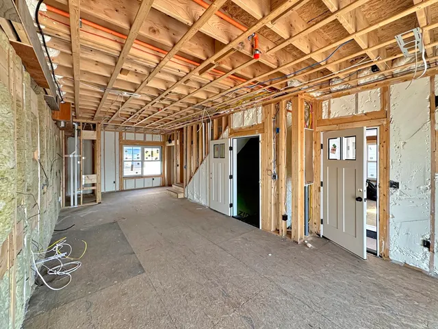 a view of a room with windows