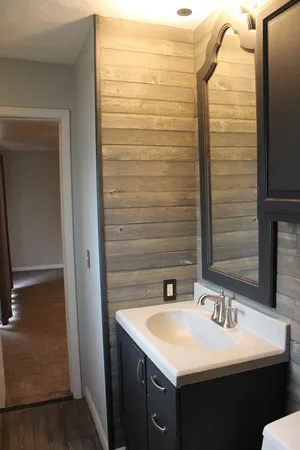 a view of a room with racks on the wall