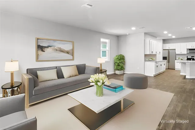 a living room with furniture