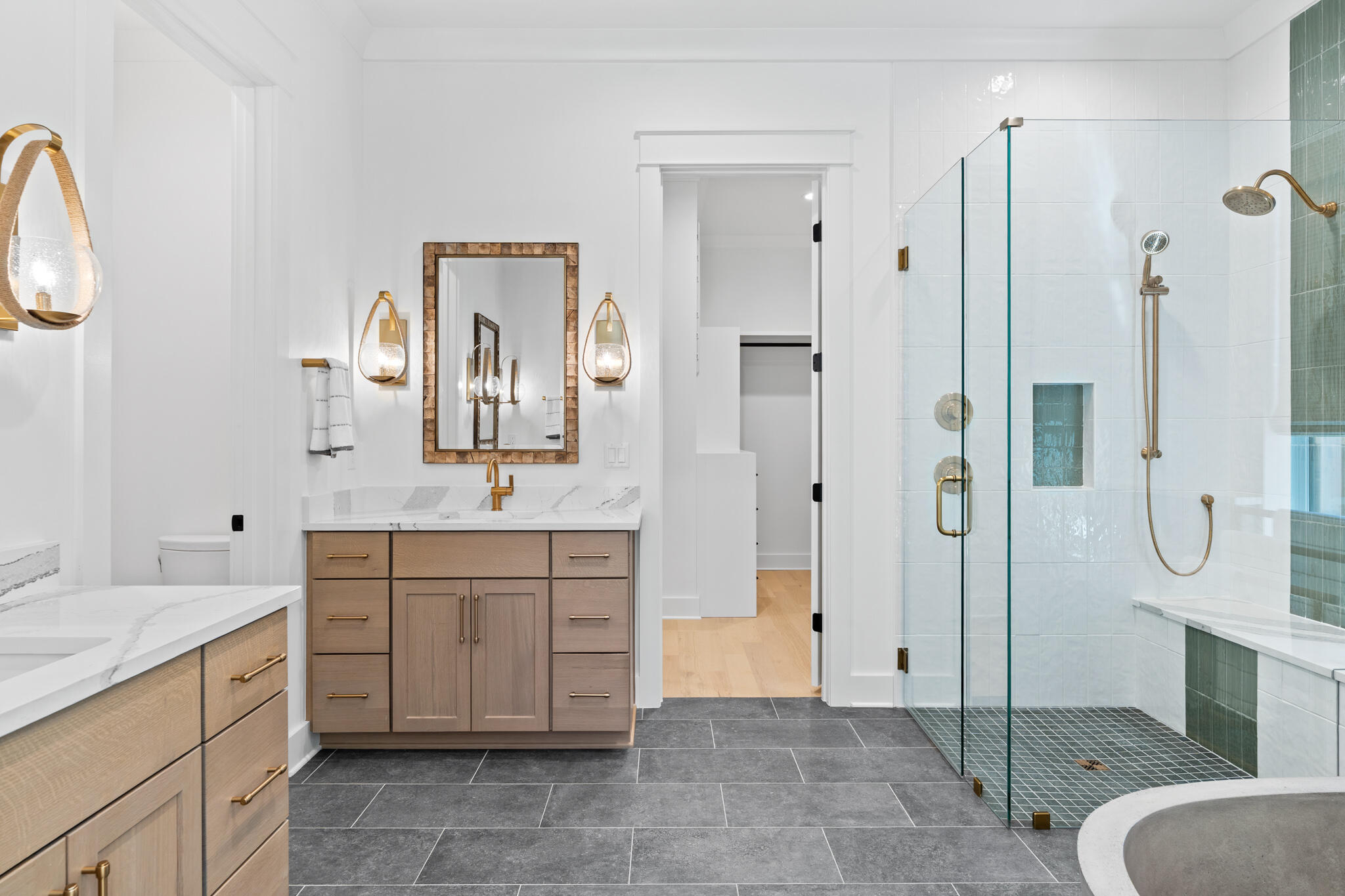 Lot 14 Shimmer Circle Freeport, FL 32439 - Photo 9 of 13 a spacious bathroom with a shower a sink and a mirror