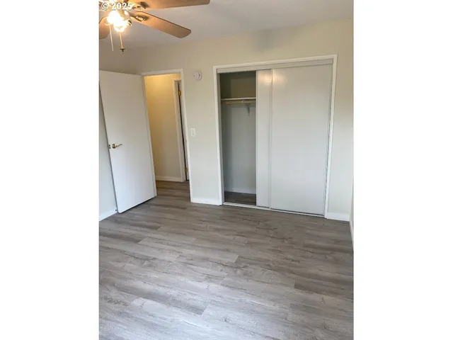 a view of a room with a closet