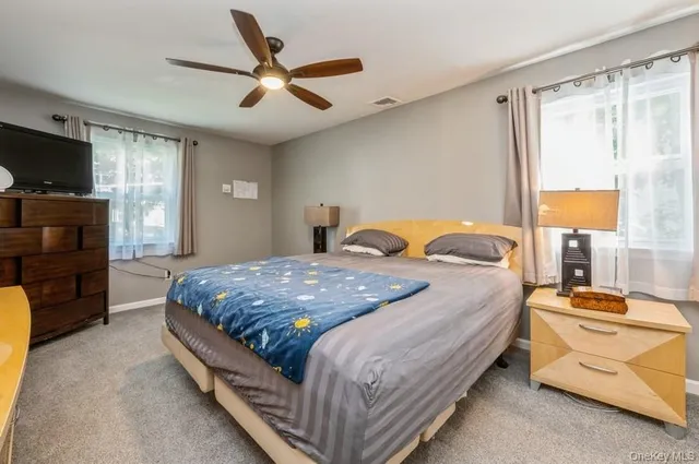 a bedroom with a bed and a television in it