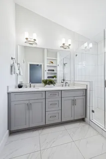 a bathroom with a shower