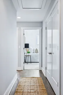 a bathroom with a sink vanity granite and a mirror