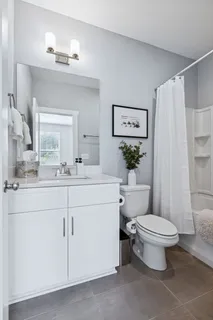a bathroom with a bathtub