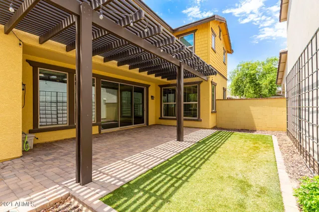 a view of porch with a large window
