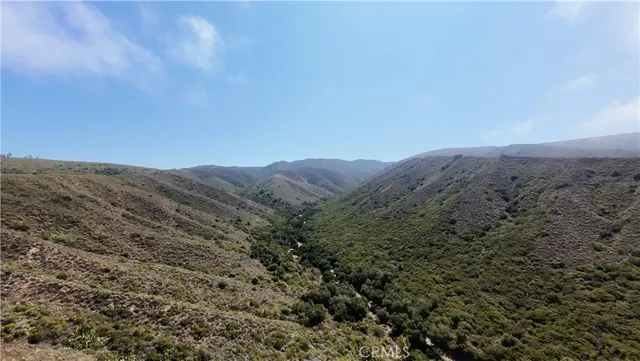a view of a field with an ocean