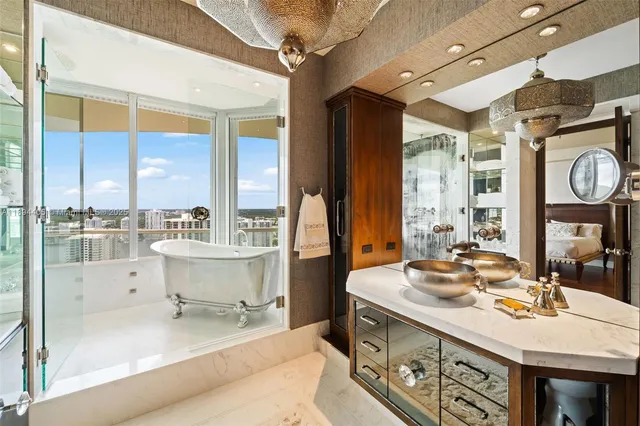 a view of a city from a balcony