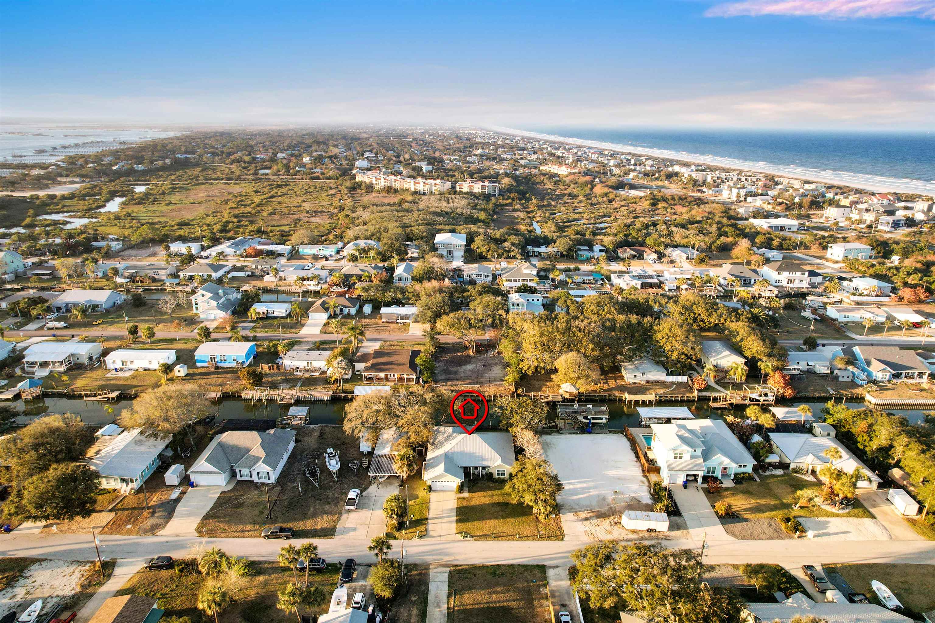 248 Pizarro Road St. Augustine, FL 32080 - Photo 48 of 53 Aerial view of property's location featuring nearby suburban area and a nearby body of water