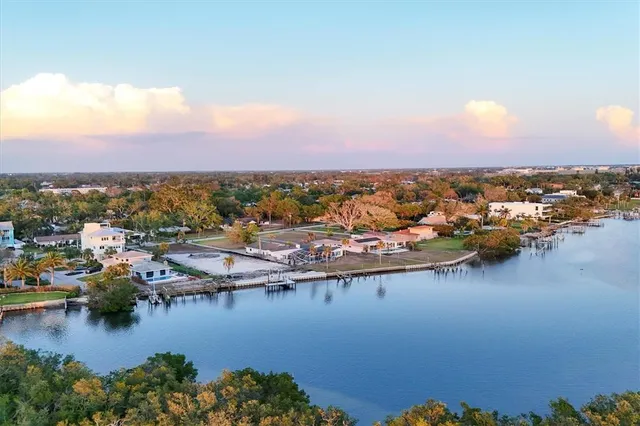 an aerial view of a houses with city view