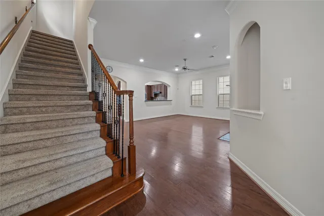 a view of entryway with wooden floor