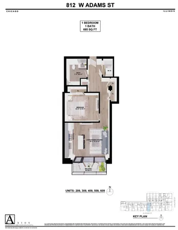 $2,995 | 812 West Adams Street, Unit 509, Chicago, IL 60607