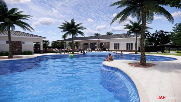 a view of a house with outdoor space and swimming pool
