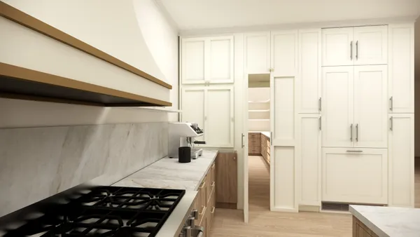 a view of entryway with kitchen
