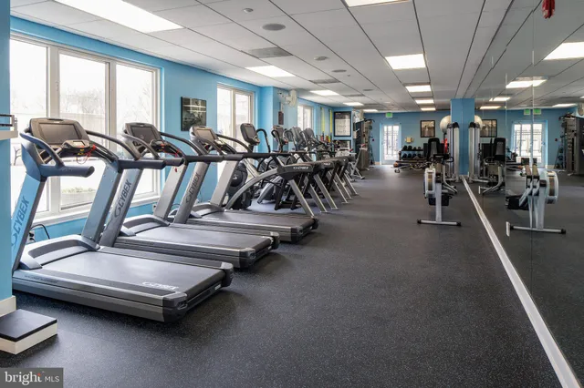 a room with gym equipment