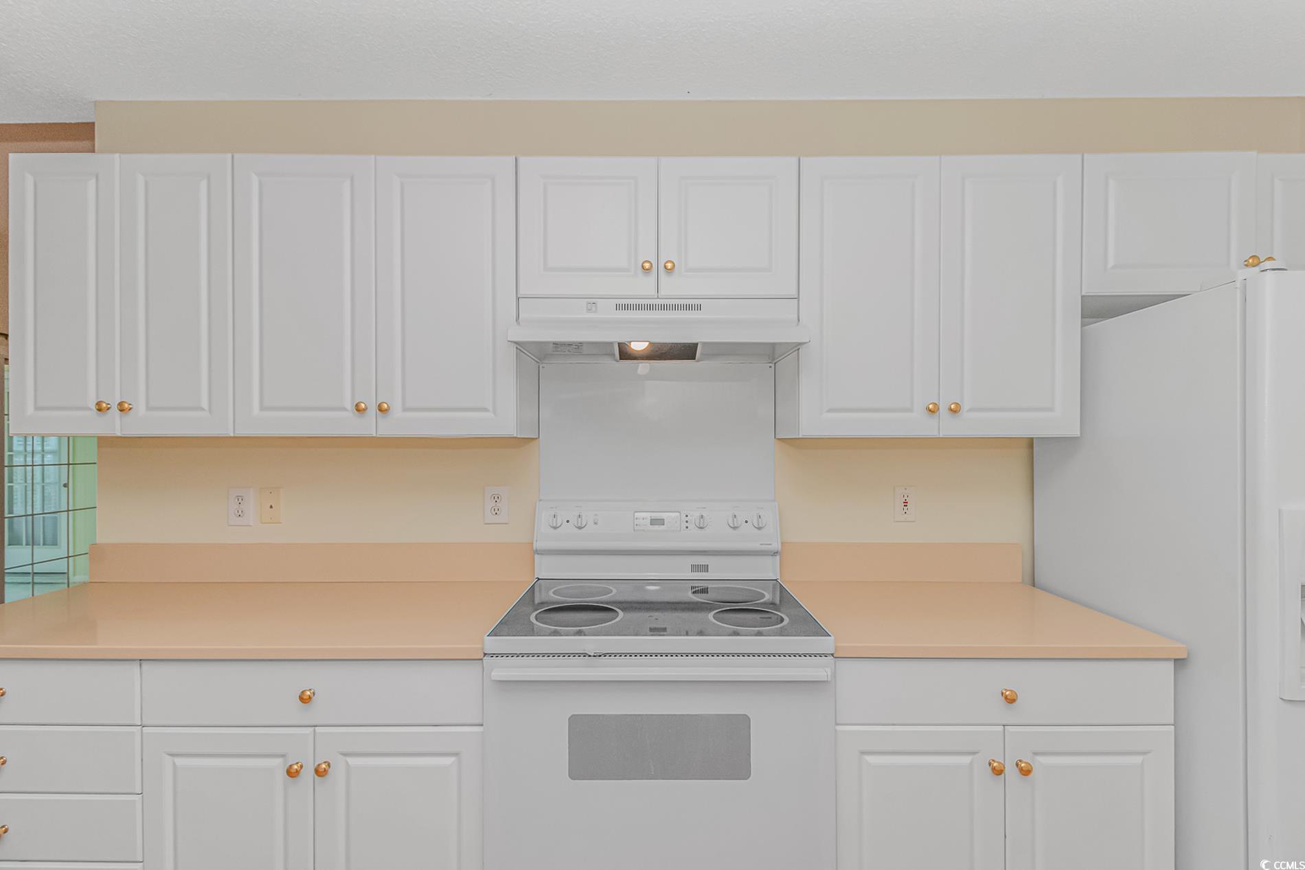 4243 Horseshoe Road North Little River, SC 29566 - Photo 11 of 26 Kitchen featuring custom exhaust hood, white appli