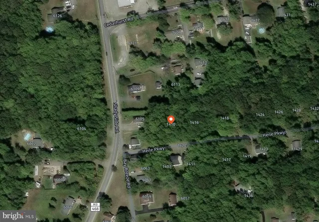 an aerial view of a house with a yard and large trees