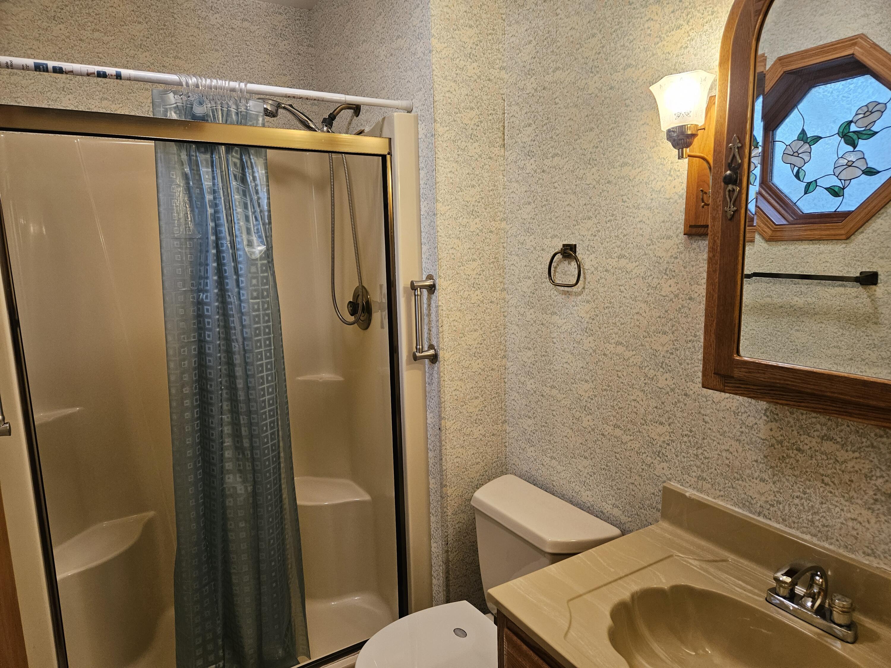 680 Meadow Lane Crown Point, IN 46307 - Photo 21 of 46 a bathroom with a toilet and shower curtain