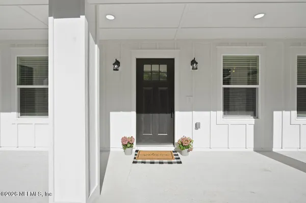 a view of a door front of house