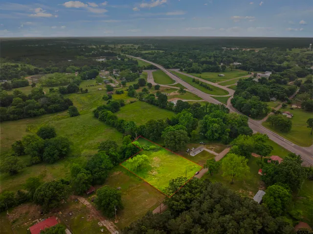 an aerial view of residential building and lake