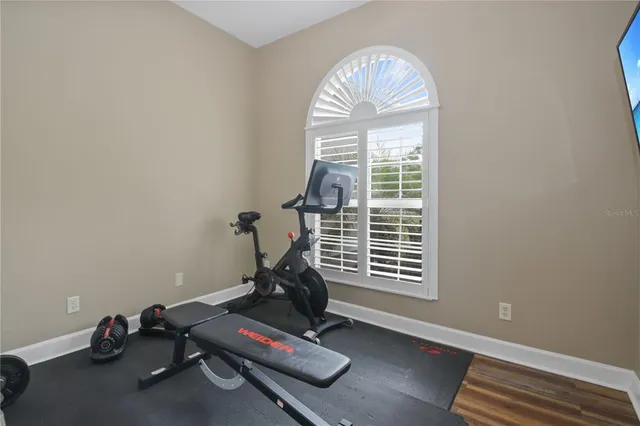 a room with gym equipment