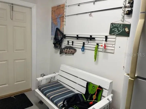 a view of a chair in a room