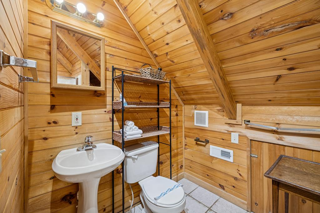 101 Moonshine Mountain Road Mineral Bluff, GA 30559 - Photo 45 of 70 a bathroom with a sink toilet mirror and shower