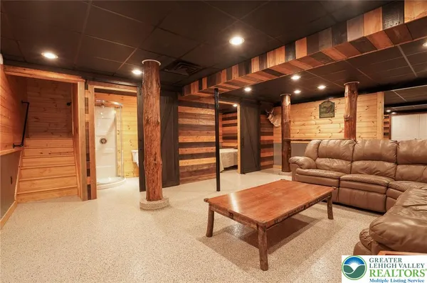 a living room with furniture