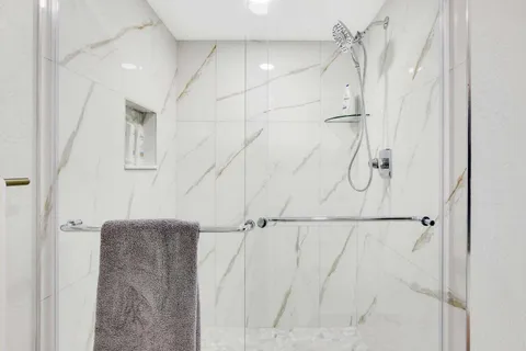a bathroom with a shower