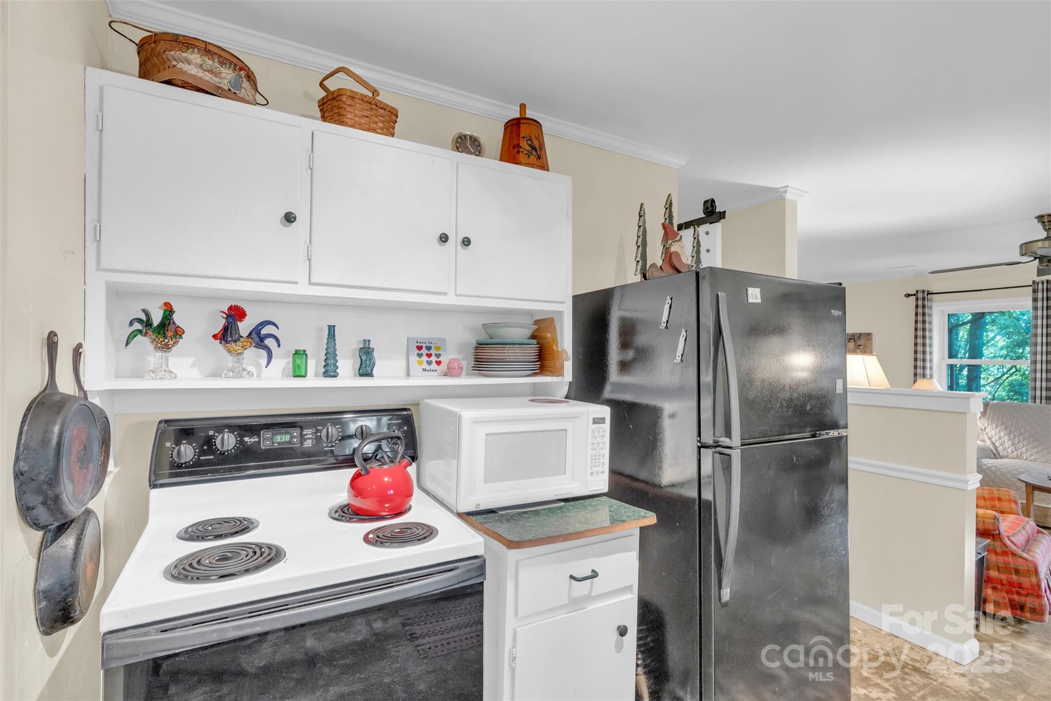 3605 Skyuka Mountain Road Columbus, NC 28722 - Photo 9 of 46 a kitchen with a refrigerator and stove top oven
