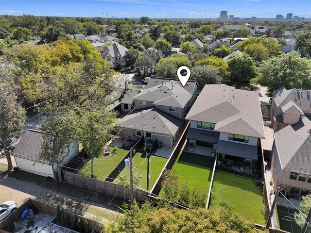 an aerial view of a house