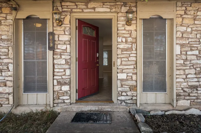 a view of front door of house