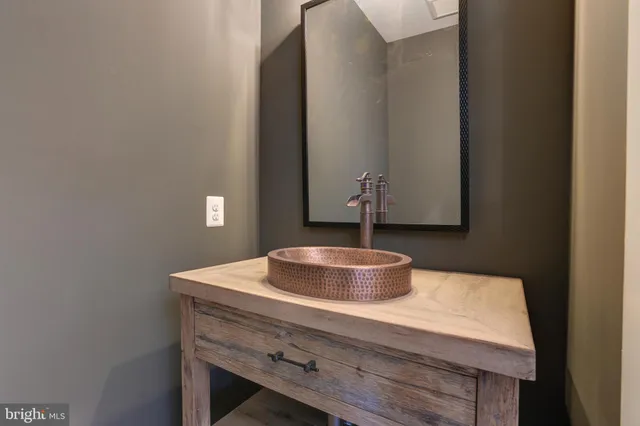 a room with a table and a chair