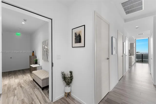 a balcony with wooden floor