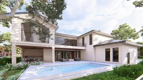 a front view of house with yard and seating area