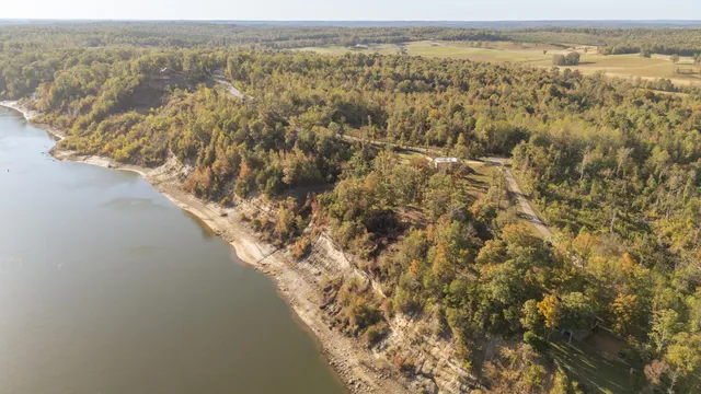 a view of a lake with a mountain