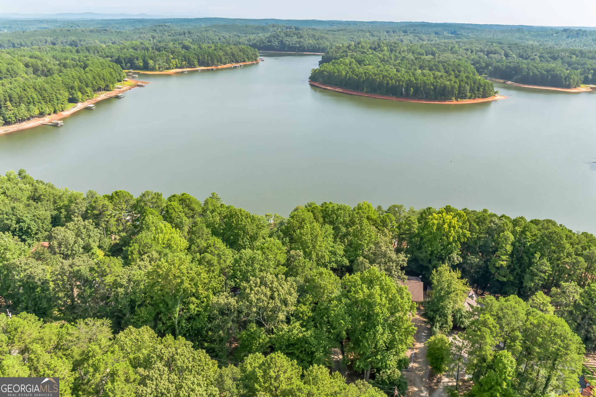 455 Chase Landing Martin, GA 30557 - Photo 28 of 37 an aerial view of a house with a yard and lake view
