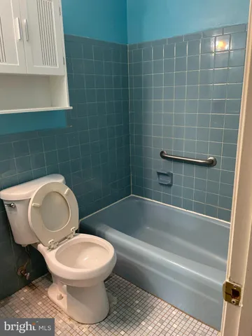 a bathroom with a toilet and a bathtub