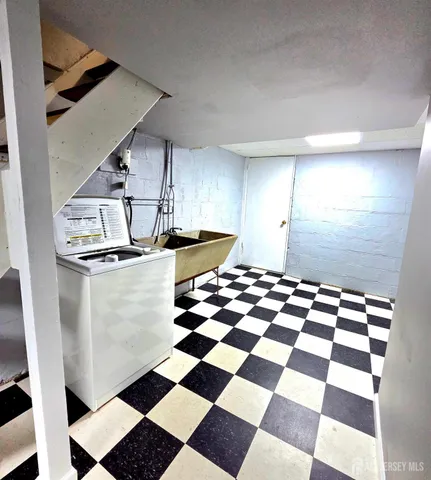 a black and white checkered floor