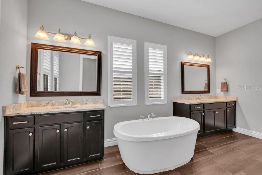 14908 Bassinger Lane Lithia, FL 33547 - Photo 23 of 56 a bathroom with a tub double sink window and mirror