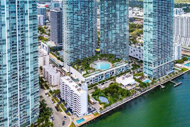 a view of a city with tall buildings