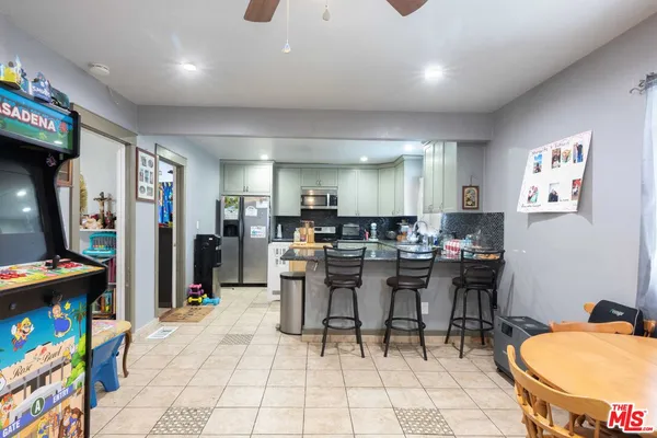 a view of a dining area with furniture
