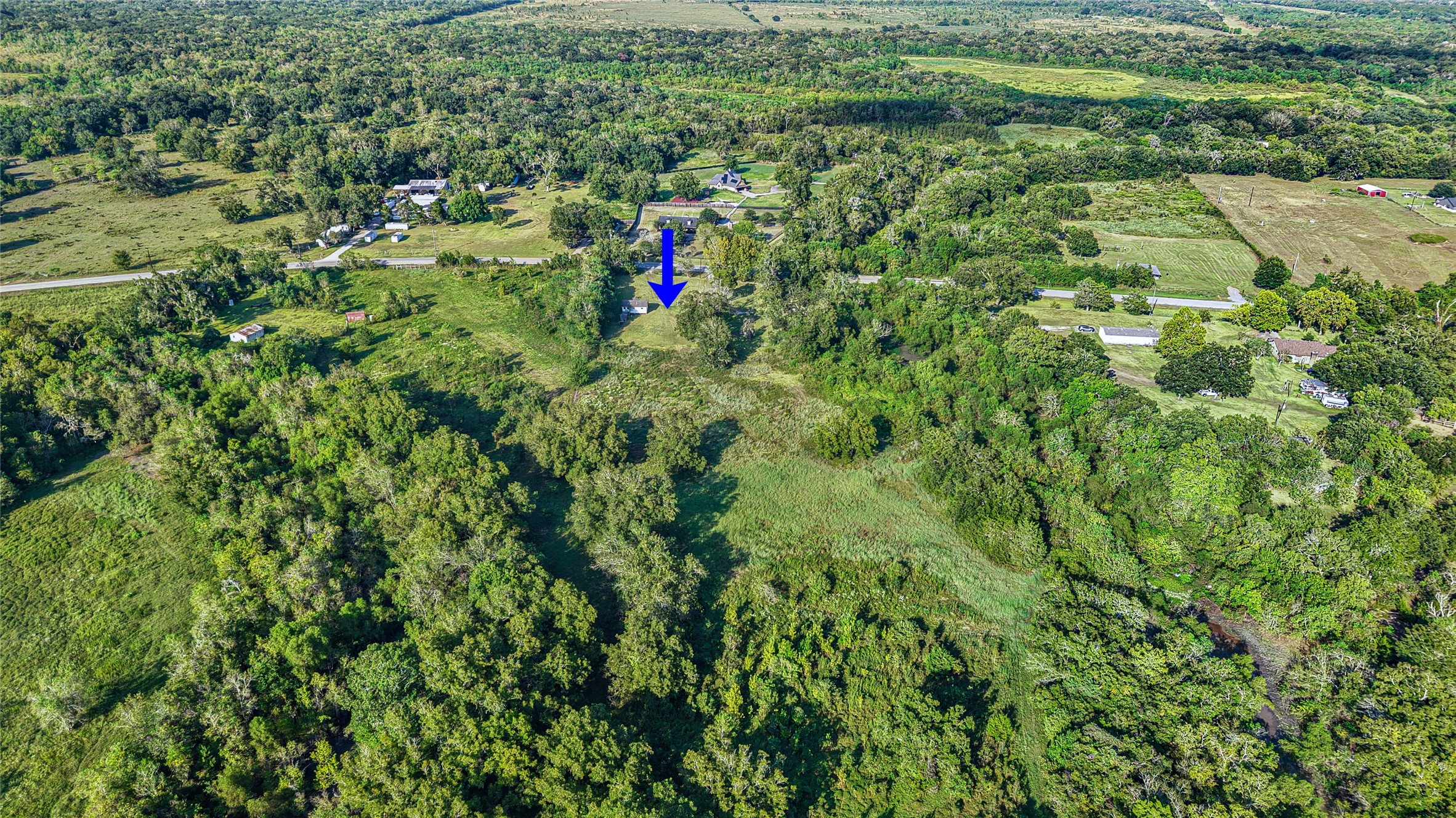 3014 Farm To Market 524 Road Sweeny, TX 77480 - Photo 17 of 18 The property borders Dance Bayou, where water levels can vary throughout the year, and offers privacy with no neighboring homes visible on either side or behind.
