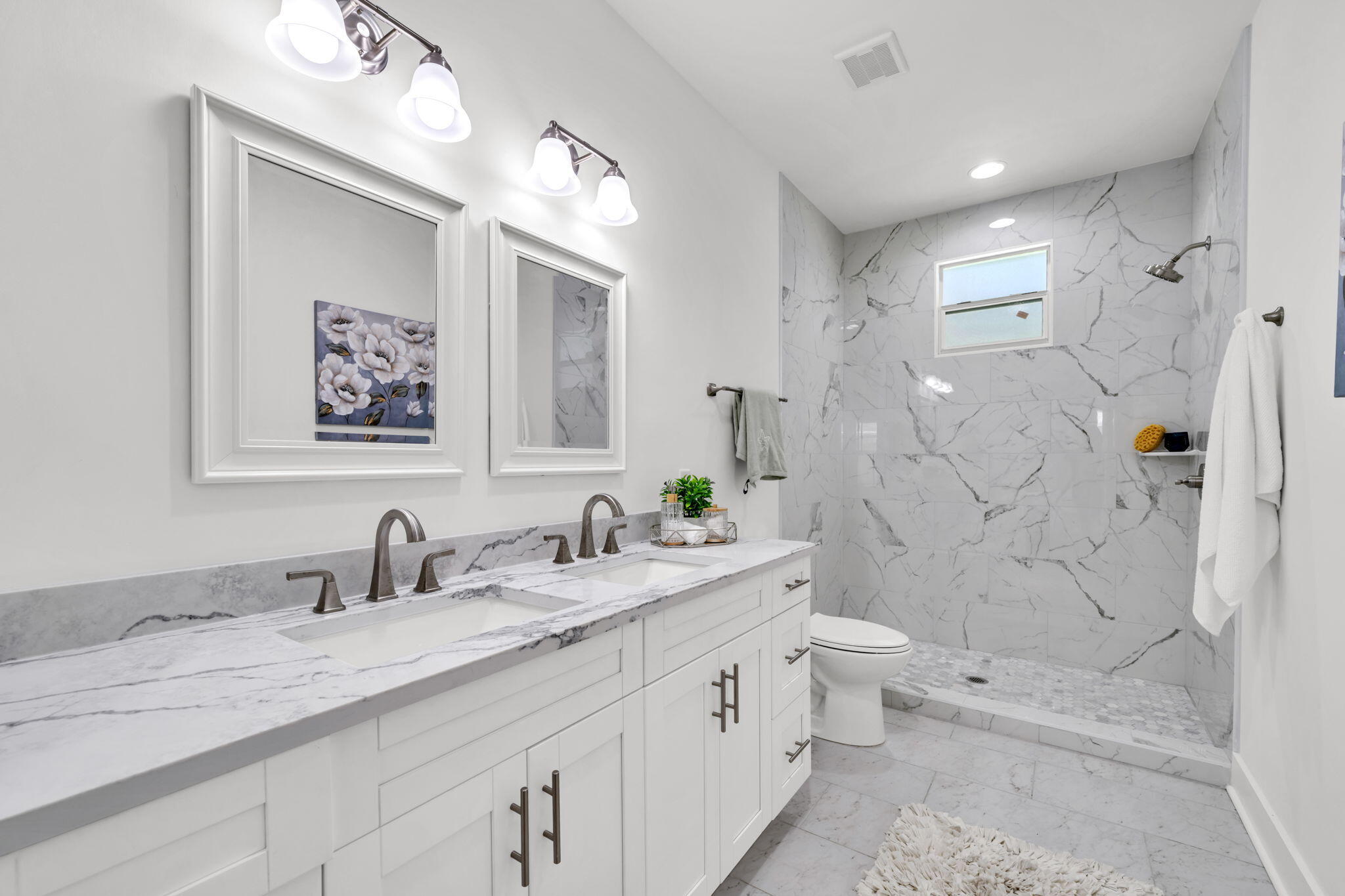 2672 Chat Holley Road Santa Rosa Beach, FL 32459 - Photo 14 of 53 a bathroom with a double vanity sink mirror and toilet