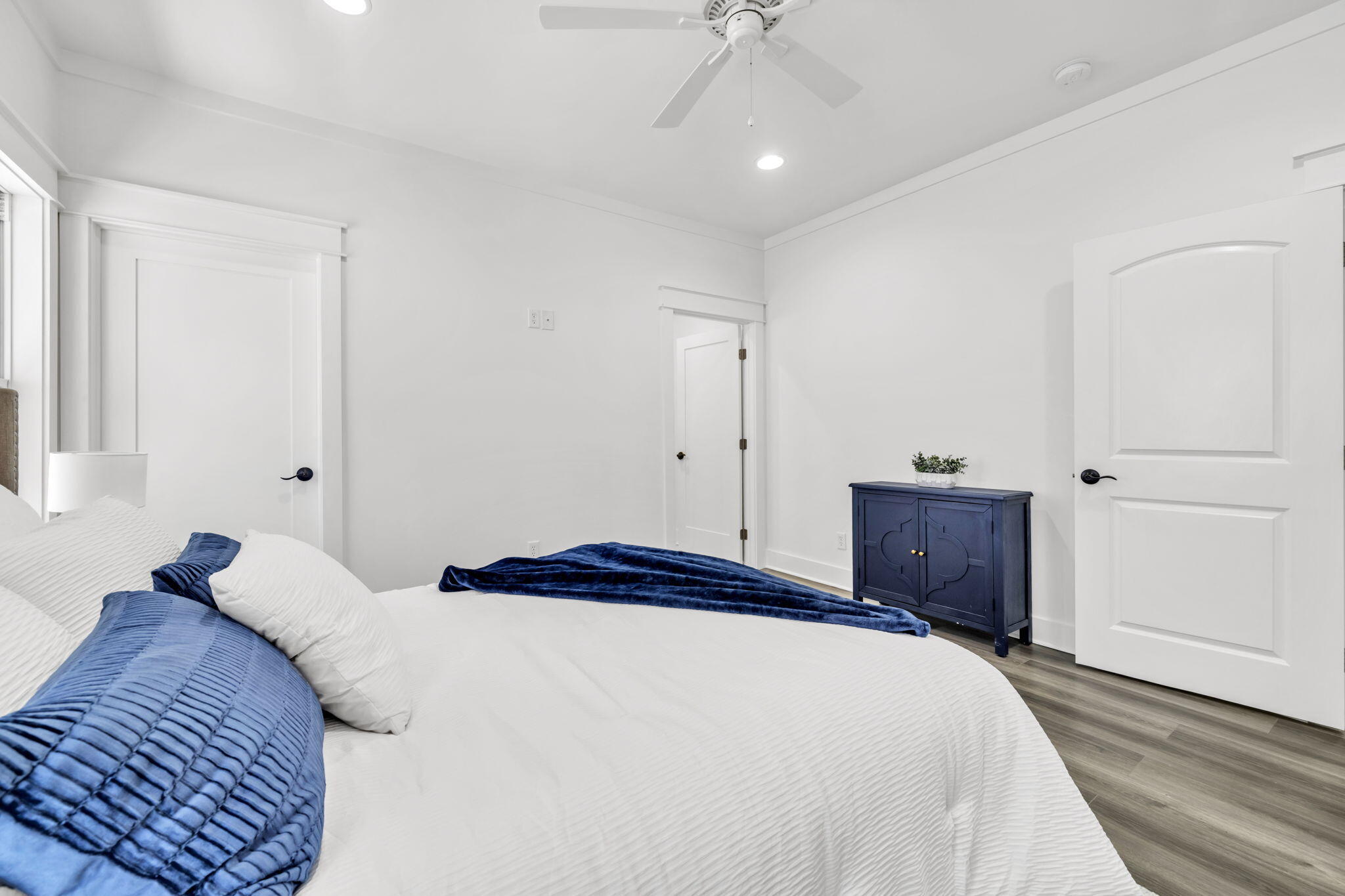 2672 Chat Holley Road Santa Rosa Beach, FL 32459 - Photo 27 of 53 a bedroom with a bed and a ceiling fan