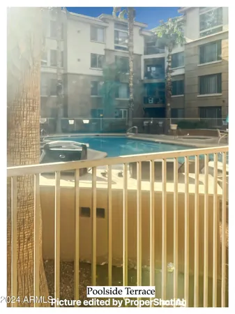 a view of a glass building from a view of a glass door