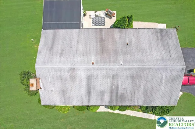 an aerial view of a house